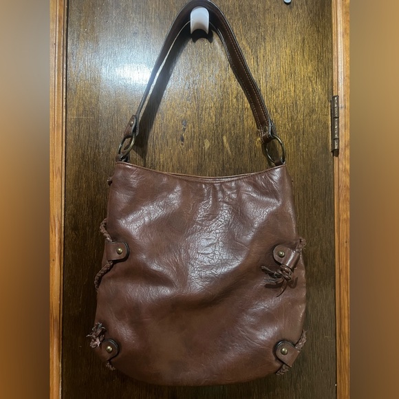 Stamp 10 Vegan Hobo Bag Brown & Teal - Picture 2 of 9